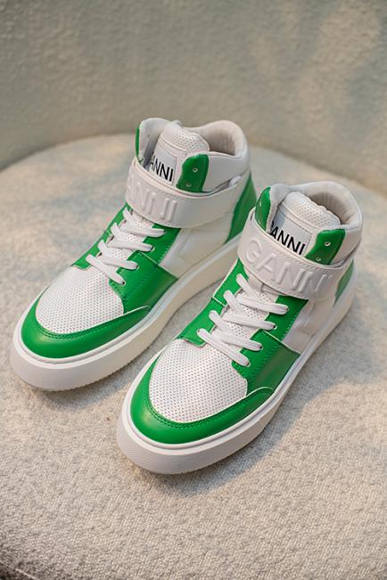 Ganni Sporty Mix Cupsole High Top Velcro Sneakers Kelly Green sko