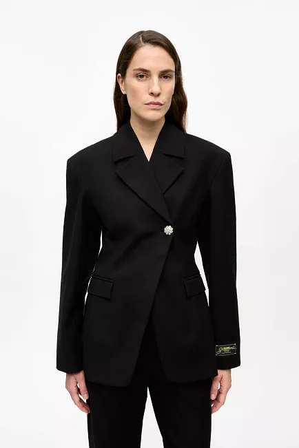 GANNI Heavy Cotton Tailoring Blazer Black blazer