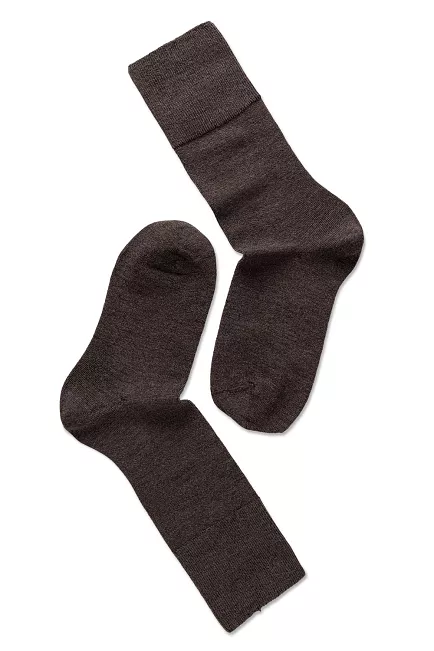 Note By Syversen Fine Wool Comfort Top Socks Brown Melange ullsokker