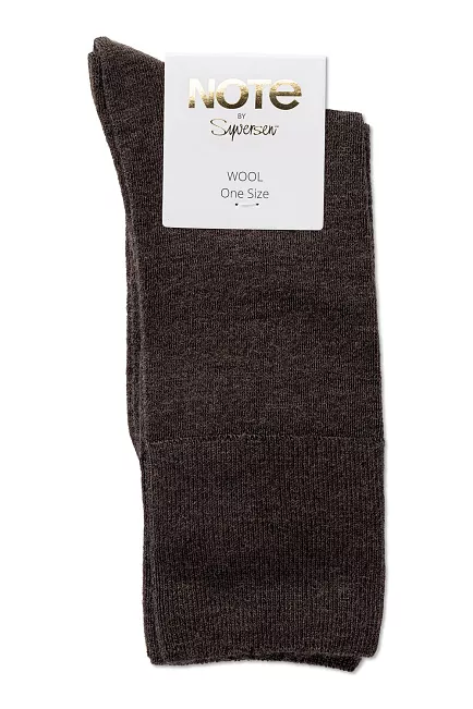 Note By Syversen Fine Wool Comfort Top Socks Brown Melange ullsokker 2