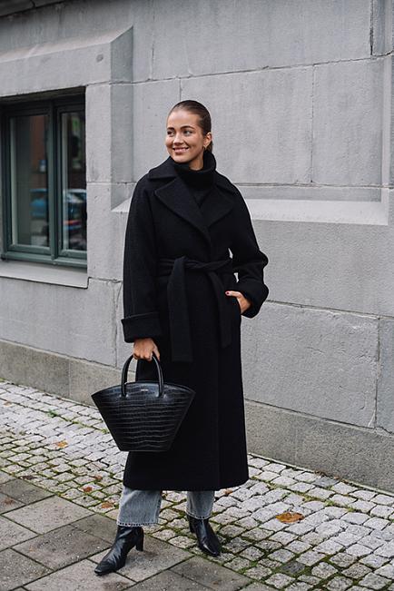 The Product by Vanessa Rudjord Wool Coat Long Black ullkåpe