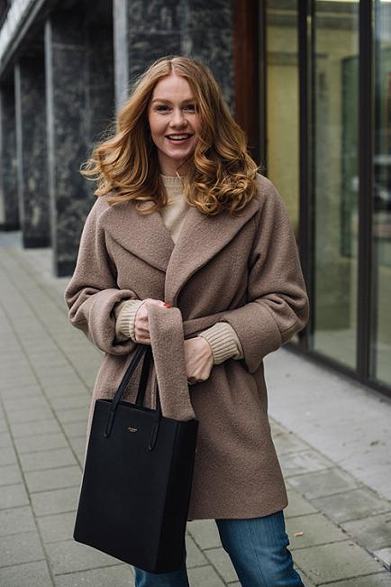 The Product by Vanessa Rudjord Wool Coat Mid 75 Taupe ullkåpe