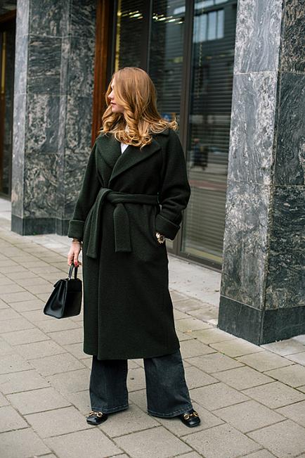 The Product by Vanessa Rudjord Wool Coat Long Dark Green ullkåpe