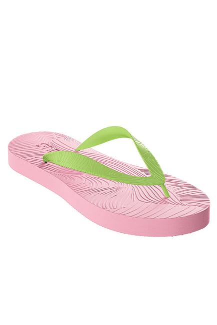 Sleepers Slim Wide Strap Flip Flops Pink Green Slippers Norsk