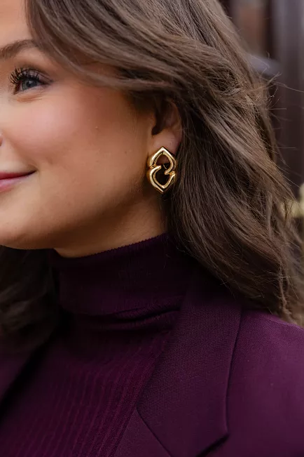 ANINE BING abstract heart earring gold øredobb gull 2