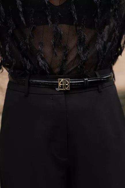 Anine Bing Monogram Belt Black Embossed belte 5