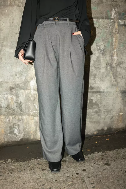 Arnie Says Duke Rayon Blend Pants Dk Grey Melange dressbukse