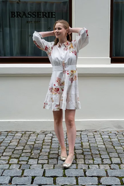 byTiMo Linen Embroidery Mini Dress Rosette kjole 5