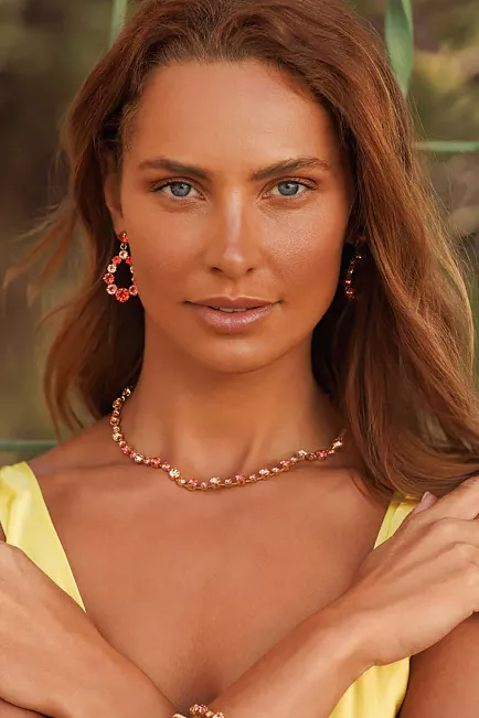 Caroline Svedbom Mini Delia Earrings Gold Peach Combo øredobber