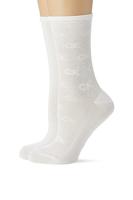 Calvin klein monogram mesh sock 2pack white sokker