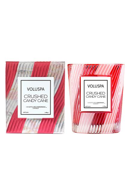 Voluspa Textured Glass Candle Crushed Candy Cane 40t  2
