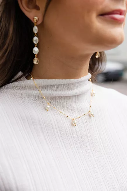 Caroline Svedbom Emmy Pearl Necklace Gold smykke 4