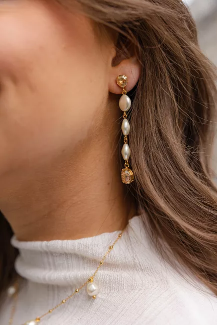 Caroline Svedbom Paloma Earrings Gold Pearl/Golden Shadow øredobber 2