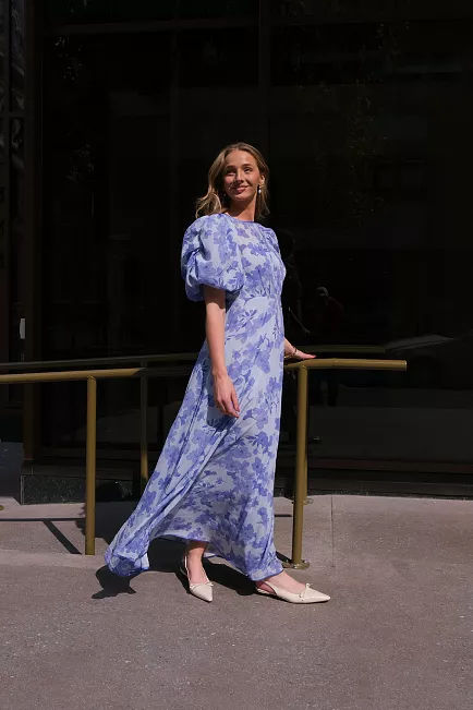 byTIMo Chiffon Maxi Dress Sky Blue kjole