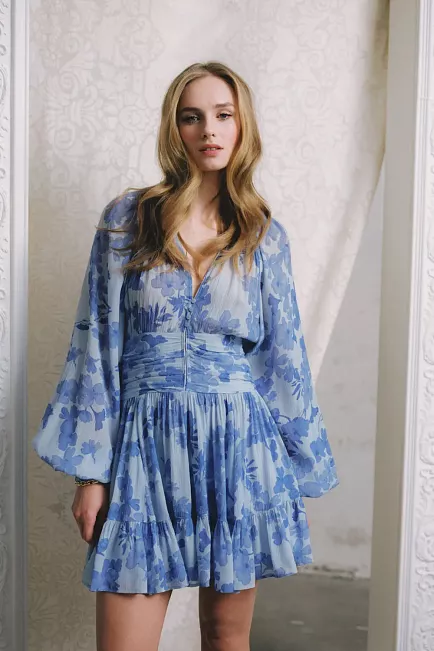 byTiMo Chiffon Mini Dress Sky Blue kjole