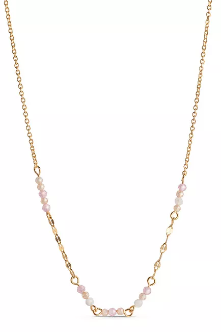 Enamel Copenhagen Claire Necklace Moonstone/Rose Pink/Light Champagne CZ halskjede