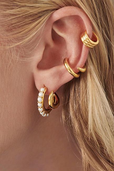 Missoma Claw Studded Double Hoop Earrings Gold øredobber 