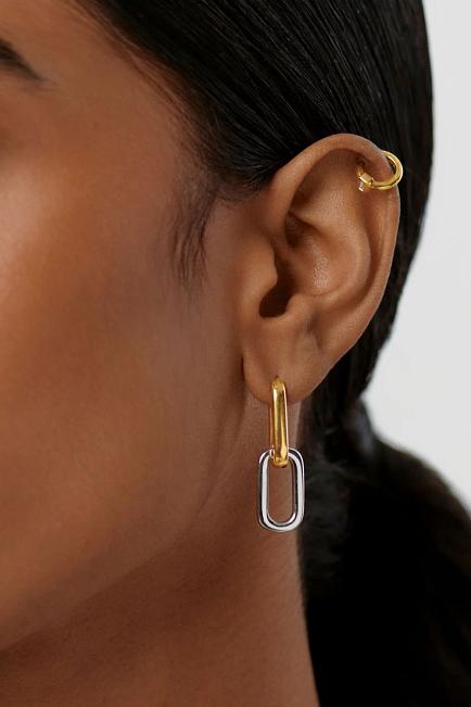 Missoma Silver + Gold Mix Link Earrings Gold øredobber 1
