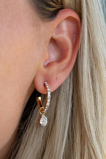 Caroline svedbom tracy loop earrings gold crystal øredobber