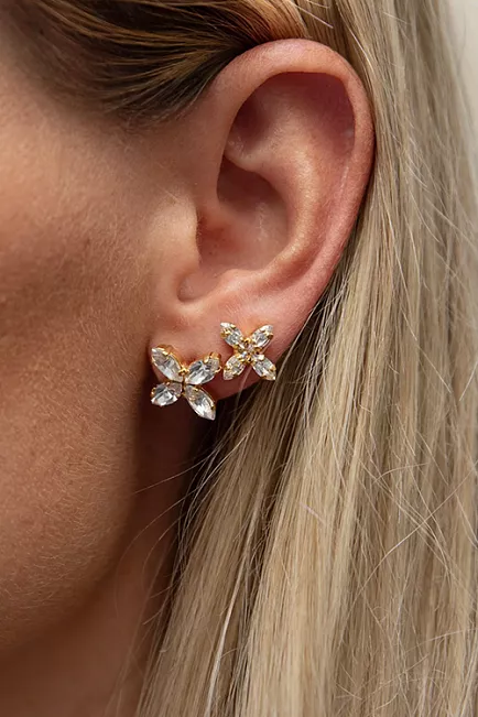 Caroline Svedbom Crystal Mini Star Earrings Gold Crystal øredobber 2