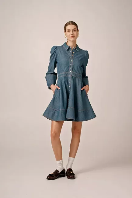 byTiMo Denim Mini Dress French Blue kjole