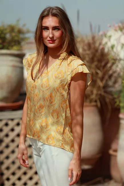 Nectar Ella Blouse Yellow Fan bluse