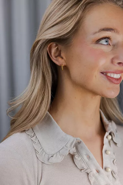 Enamel Ball Hoops Small Gold øredobber 2