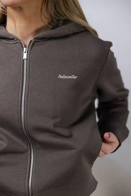 Holzweiler Regular Light Zip Hoodie Taupe hettegenser 1