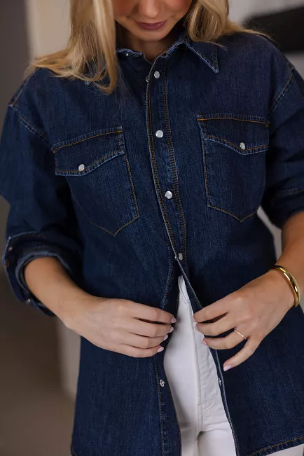 jeanerica Angela Shirt Dark Blue Vintage skjorte 2