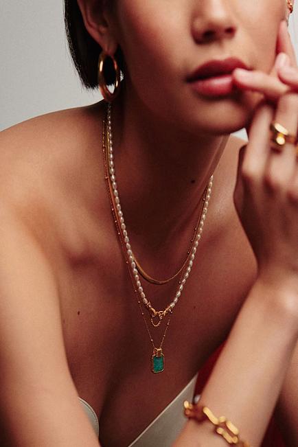 Missoma Amazonite Lena Charm Necklace Gold smykke