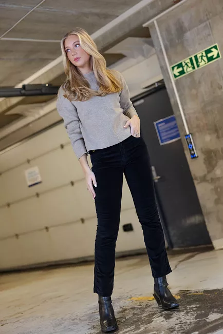 lois Malena shiny micro black bukse kordfløyel 1