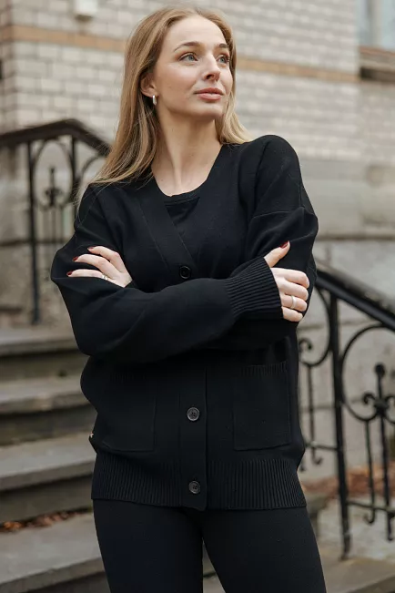 lune active olly button down cardigan black 1