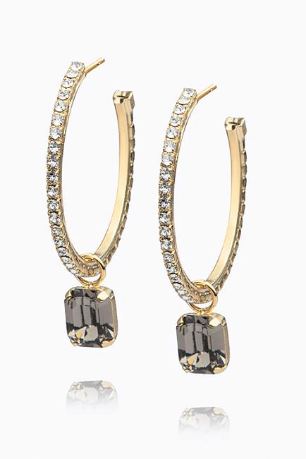 Caroline Svedbom Lydia Loop Earrings Gold Black Diamond