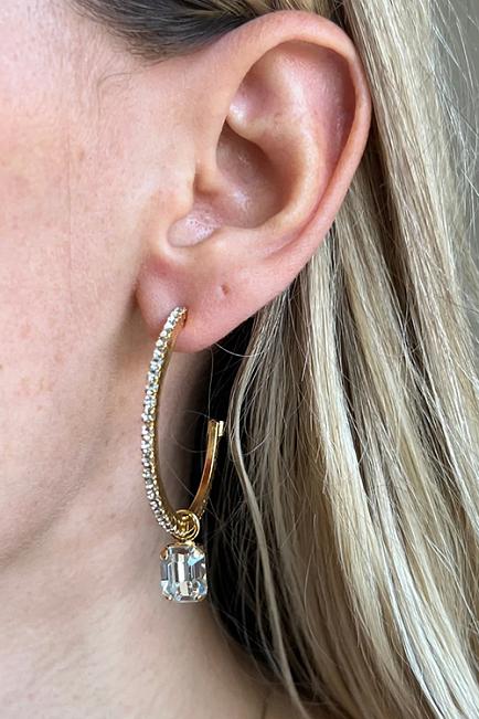 Caroline svedbom lydia loop earrings gold crystal øredobber