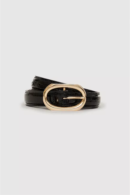 Anine Bing Mara Belt Black Embossed