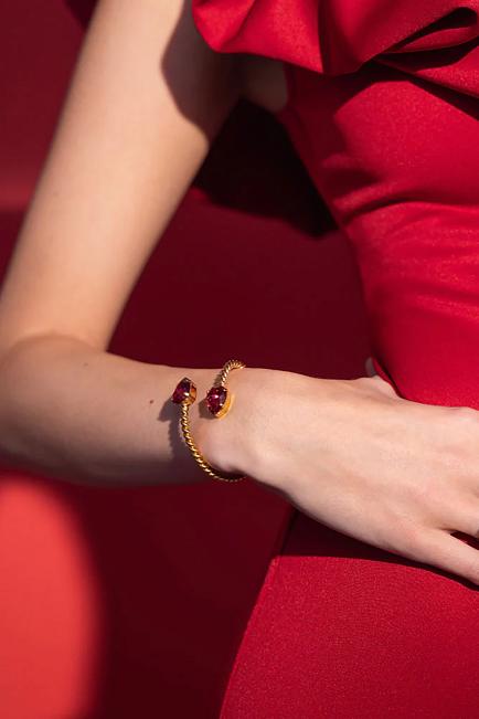 Caroline Svedbom Mini Drop Bracelet Gold  Mulberry Red