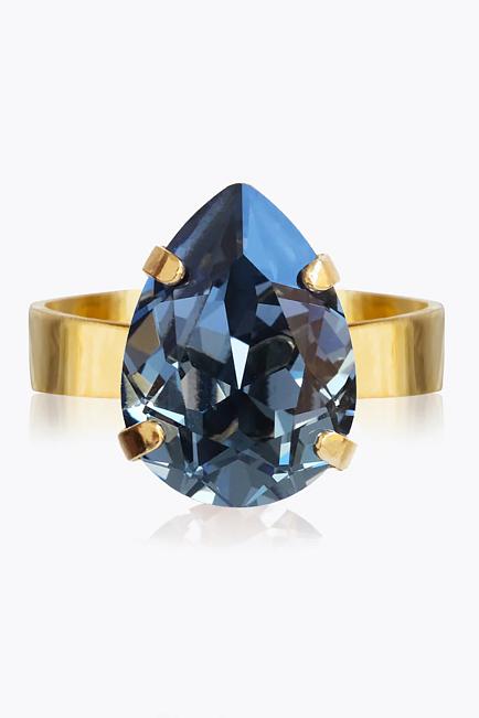 Caroline Svedbom Mini Drop Ring Gold Denim Blue 