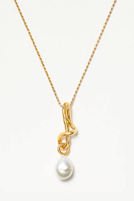 Missoma Molten Baroque Pearl Drop Pendant Necklace Gold smykke 