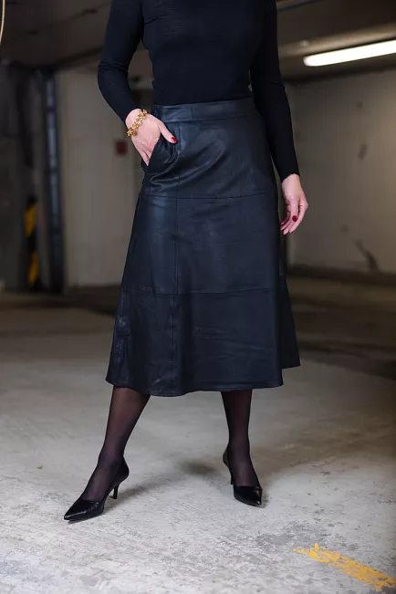 my essential wardrobe Karen Leather Skirt Black
