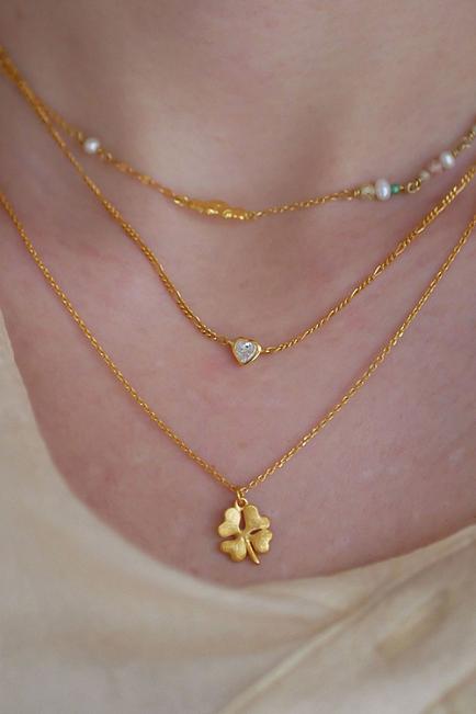 Enamel Copenhagen Organic Clover Necklace Gold smykke 2