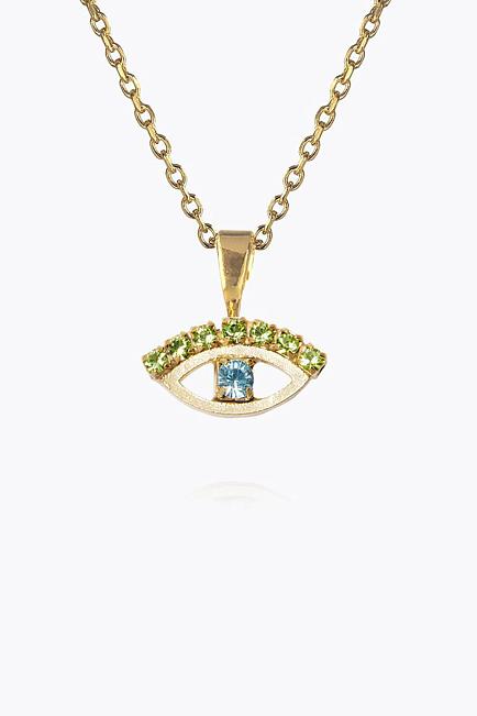 Caroline Svedbom Petite Greek Eye Necklace Gold Green/Blue smykke 2