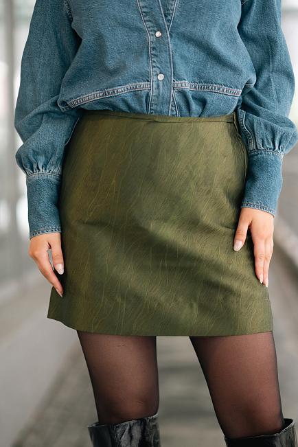 GANNI Shiny Jacquard Mini Skirt Avocado skjørt 3