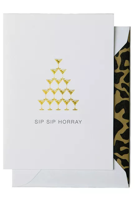 Cardsome Sip Sip Horray A6 White kort
