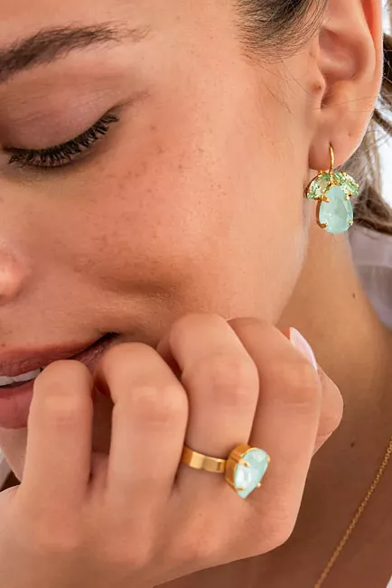 Caroline Svedbom Mini Drop Ring Gold Soft Mint ring