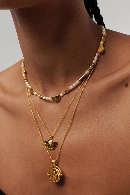 Missoma Zenyu Gemstone Fan Necklace Gold smykke 1