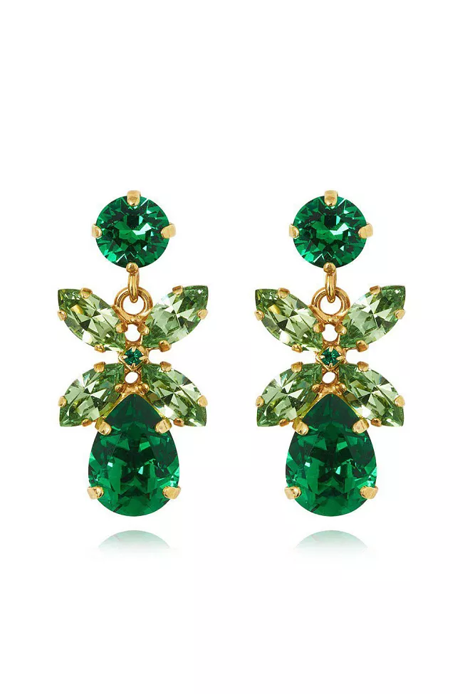 Caroline Svedbom Mini Dione Earrings Gold Majestic Green Combo