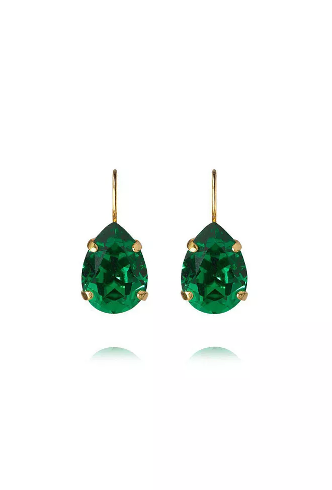 Caroline Svedbom Mini Drop Clasp Earrings Gold Majestic Green øredobber