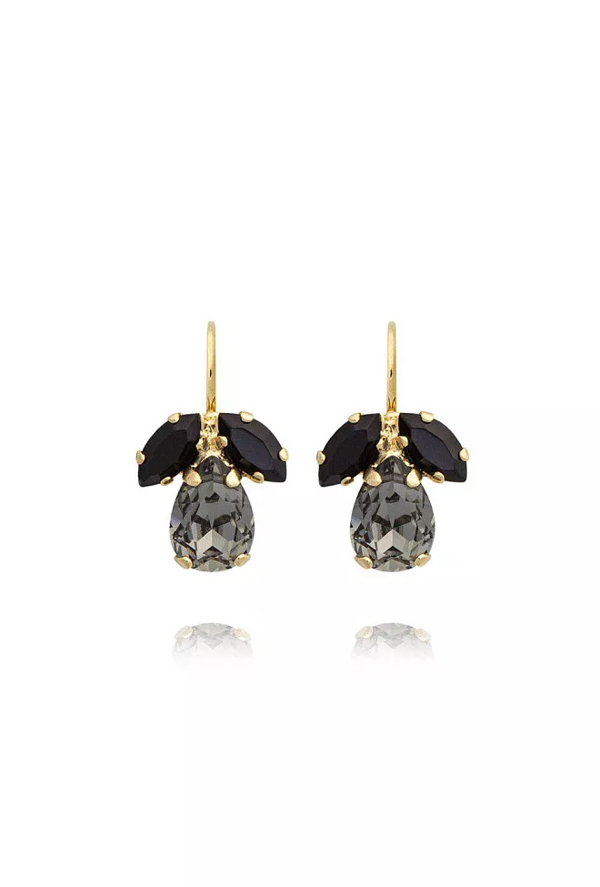 Caroline Svedbom Petite Timo Earrings Gold Black Diamond/Jet øredobber