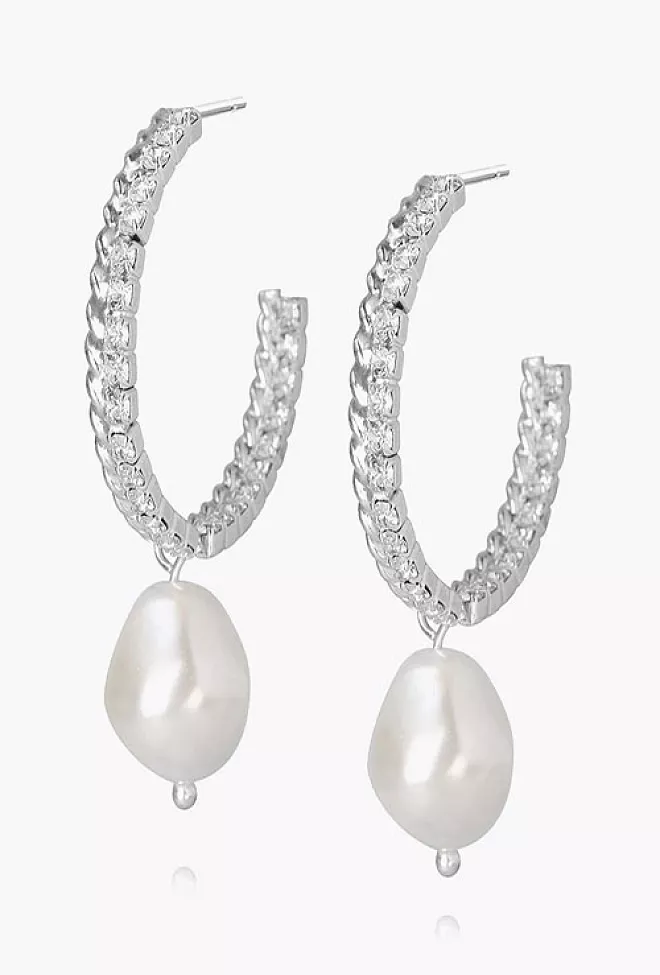 Caroline Svedbom Kaia Pearl Earrings Rhodium Pearl/Crystal øredobber 3