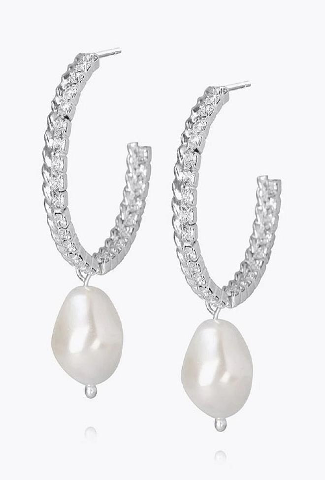 Caroline Svedbom Kaia Pearl Earrings Rhodium Pearl/Crystal øredobber 3